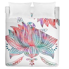 Lotus Feathers Boho Watercolor Duvet Cover Double Side (queen Size) by Salman4z