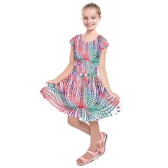 Lotus Feathers Boho Watercolor Kids  Short Sleeve Dress by Salman4z