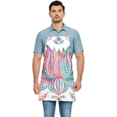 Lotus Feathers Boho Watercolor Kitchen Apron by Salman4z