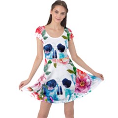 Day Of The Dead Skull Art Cap Sleeve Dress by Salman4z