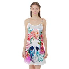 Day Of The Dead Skull Art Satin Night Slip by Salman4z