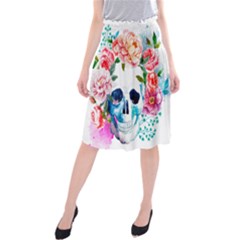 Day Of The Dead Skull Art Midi Beach Skirt by Salman4z