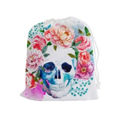 Day Of The Dead Skull Art Drawstring Pouch (xl) by Salman4z