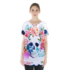 Day Of The Dead Skull Art Skirt Hem Sports Top by Salman4z