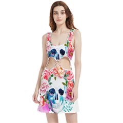 Day Of The Dead Skull Art Velour Cutout Dress by Salman4z