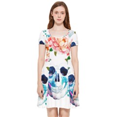 Day Of The Dead Skull Art Inside Out Cap Sleeve Dress by Salman4z