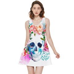 Day Of The Dead Skull Art Inside Out Reversible Sleeveless Dress by Salman4z