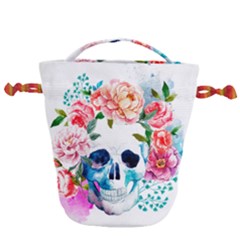 Day Of The Dead Skull Art Drawstring Bucket Bag by Salman4z