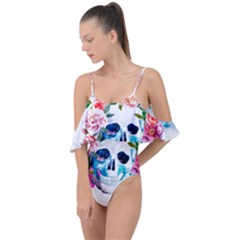 Day Of The Dead Skull Art Drape Piece Swimsuit by Salman4z