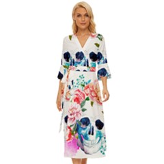 Day Of The Dead Skull Art Midsummer Wrap Dress