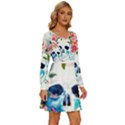 Day Of The Dead Skull Art Long Sleeve Wide Neck Velvet Dress View3