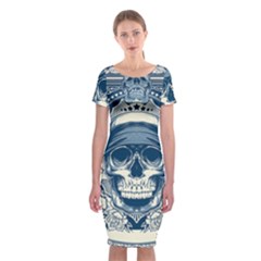 Skull Drawing Classic Short Sleeve Midi Dress by Salman4z