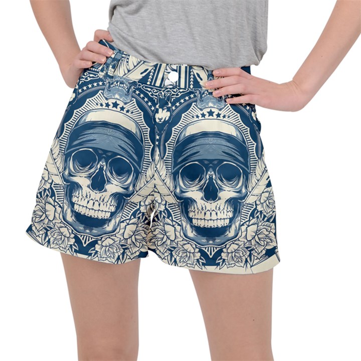 Skull Drawing Women s Ripstop Shorts