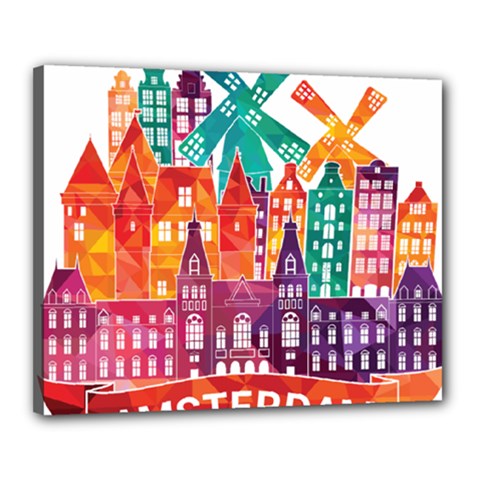 Vector Graphics Amsterdam Silhouette Canvas 20  X 16  (stretched) by Salman4z