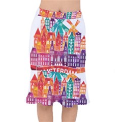 Vector Graphics Amsterdam Silhouette Short Mermaid Skirt by Salman4z