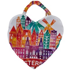 Vector Graphics Amsterdam Silhouette Giant Heart Shaped Tote by Salman4z