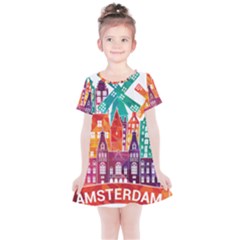 Vector Graphics Amsterdam Silhouette Kids  Simple Cotton Dress