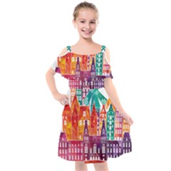 Vector Graphics Amsterdam Silhouette Kids  Cut Out Shoulders Chiffon Dress by Salman4z