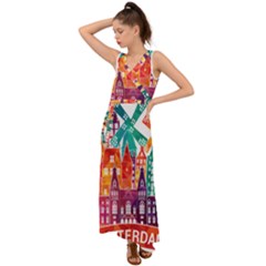 Vector Graphics Amsterdam Silhouette V-neck Chiffon Maxi Dress by Salman4z