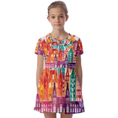 Vector Graphics Amsterdam Silhouette Kids  Short Sleeve Pinafore Style Dress