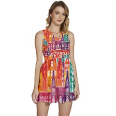 Vector Graphics Amsterdam Silhouette Sleeveless High Waist Mini Dress by Salman4z