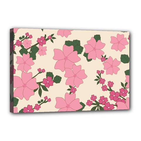 Floral Vintage Flowers Canvas 18  X 12  (stretched)