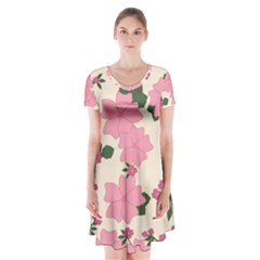 Floral Vintage Flowers Short Sleeve V-neck Flare Dress by Dutashop