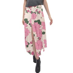 Floral Vintage Flowers Velour Split Maxi Skirt