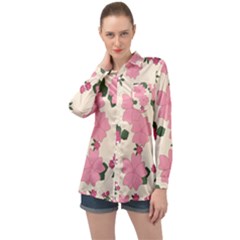 Floral Vintage Flowers Long Sleeve Satin Shirt