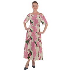 Floral Vintage Flowers Shoulder Straps Boho Maxi Dress 