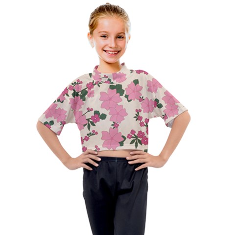 Floral Vintage Flowers Kids Mock Neck Tee by Dutashop