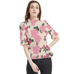 Floral Vintage Flowers Frill Neck Blouse