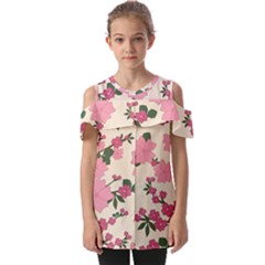 Floral Vintage Flowers Fold Over Open Sleeve Top by Dutashop