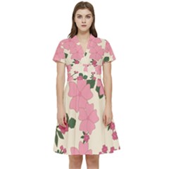 Floral Vintage Flowers Short Sleeve Waist Detail Dress