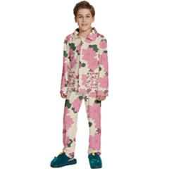 Floral Vintage Flowers Kids  Long Sleeve Velvet Pajamas Set by Dutashop