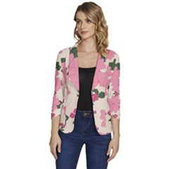 Floral Vintage Flowers Women s One-button 3/4 Sleeve Short Jacket