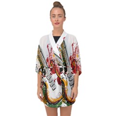 Electric Guitar Grunge Half Sleeve Chiffon Kimono by Salman4z