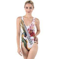 Electric Guitar Grunge High Leg Strappy Swimsuit by Salman4z