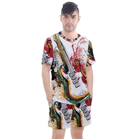 Electric Guitar Grunge Men s Mesh Tee And Shorts Set by Salman4z