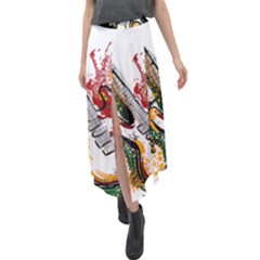 Electric Guitar Grunge Velour Split Maxi Skirt by Salman4z