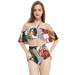 Electric Guitar Grunge Halter Flowy Bikini Set  by Salman4z