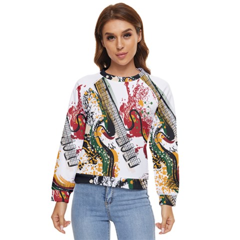 Electric Guitar Grunge Women s Long Sleeve Raglan Tee by Salman4z