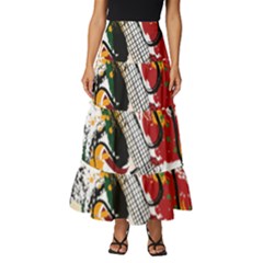 Electric Guitar Grunge Tiered Ruffle Maxi Skirt by Salman4z