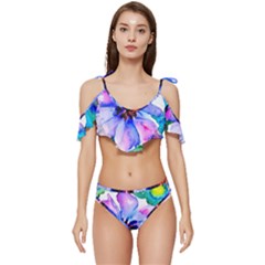 220cde476e6c434b8bbbaee3fd39d8f1 Ruffle Edge Tie Up Bikini Set	