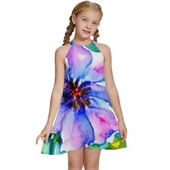 220cde476e6c434b8bbbaee3fd39d8f1 Kids  Halter Collar Waist Tie Chiffon Dress