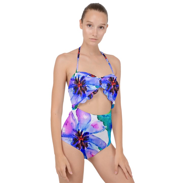 220cde476e6c434b8bbbaee3fd39d8f1 Scallop Top Cut Out Swimsuit