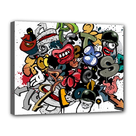 Mural Graffiti Paint Canvas 14  X 11  (stretched) by Salman4z