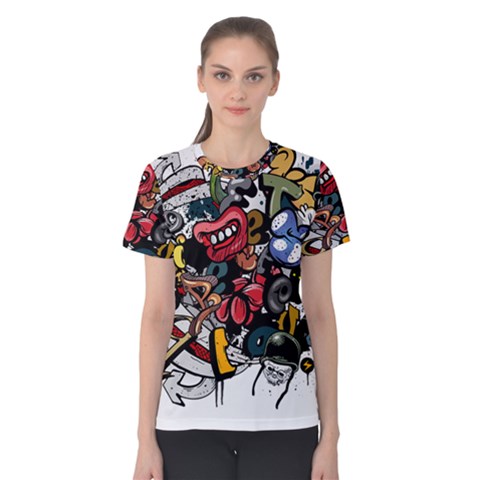 Mural Graffiti Paint Women s Cotton Tee by Salman4z