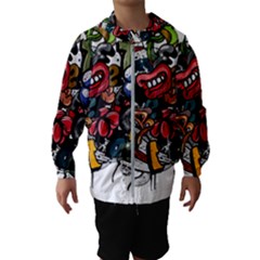 Mural Graffiti Paint Kids  Hooded Windbreaker by Salman4z