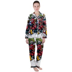 Mural Graffiti Paint Women s Long Sleeve Satin Pajamas Set	 by Salman4z